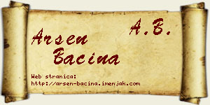 Arsen Baćina vizit kartica